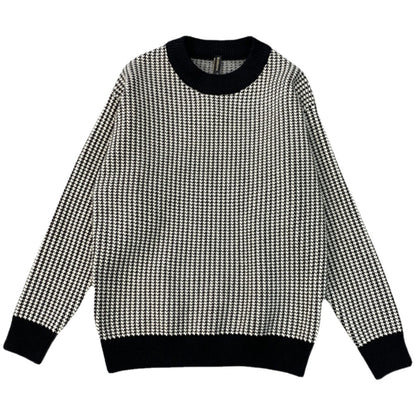 Men’s Round Neck Slim Fit Plaid Sweater