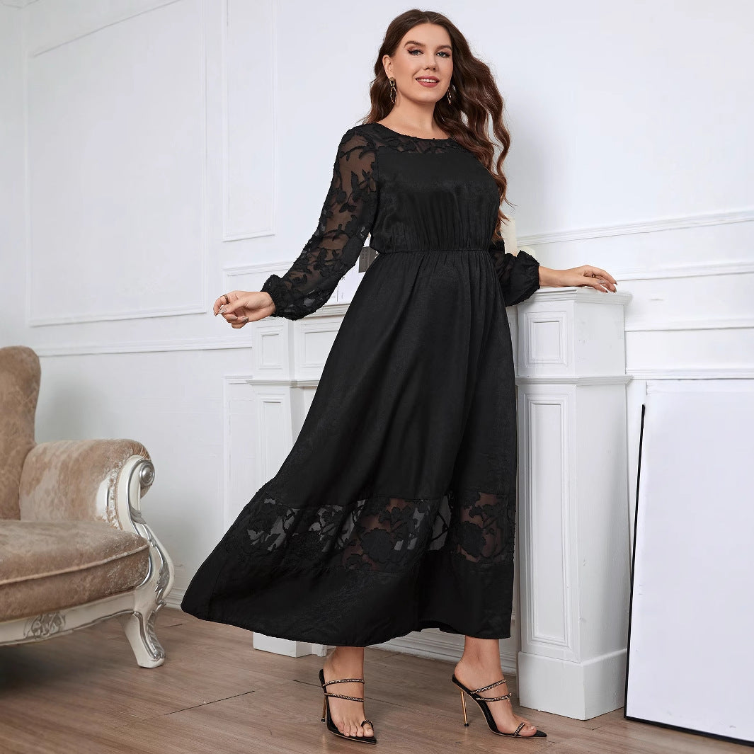 Women's Over-the-Knee Lace Dress – Slimming Autumn Style for Curvy Figures