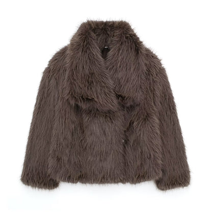 Women’s Winter Plush Coat – Warm Thicken Fluffy Lapel Jacket