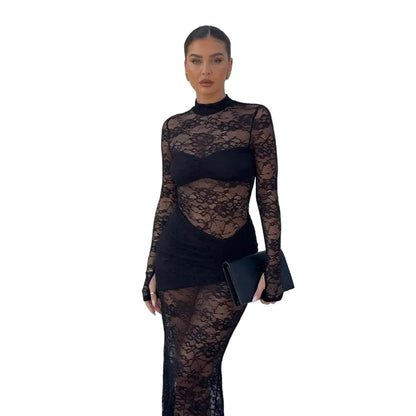 Sexy Spliced Mesh Cut-Out Fitted Bodycon Dress