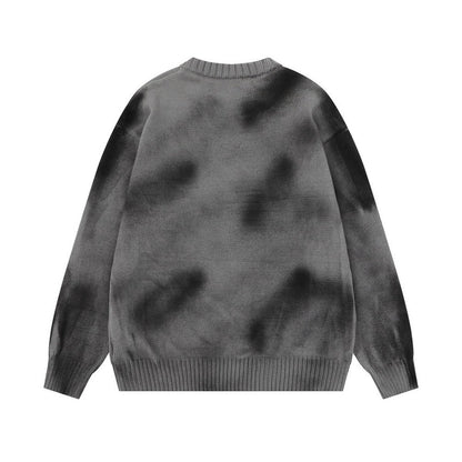 Spray painted graffiti letters round neck knitted sweater