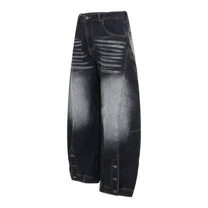 Street Style Vintage Knife-Edge White Denim Pants