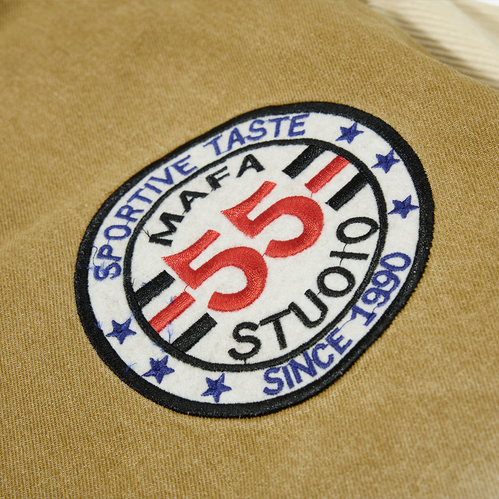 Vintage Washed Denim Varsity Jacket