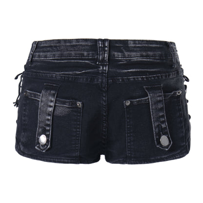 Streetwear Low-Waist Zipper Shorts for Women