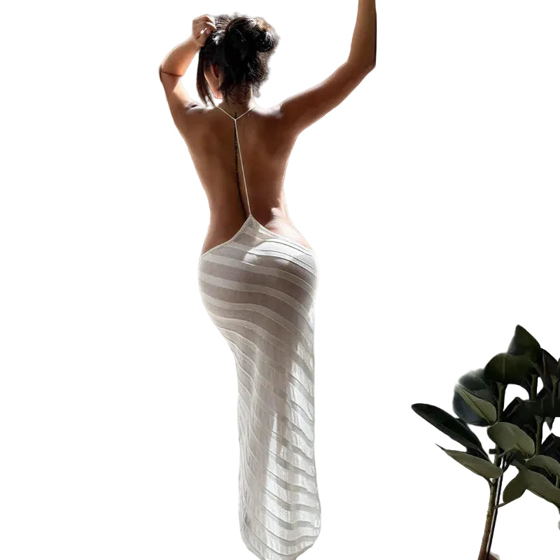 Chic Sheer Backless Slit Party Dress