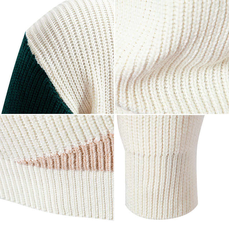 Men’s Round Neck Multicolor Pullover Sweater