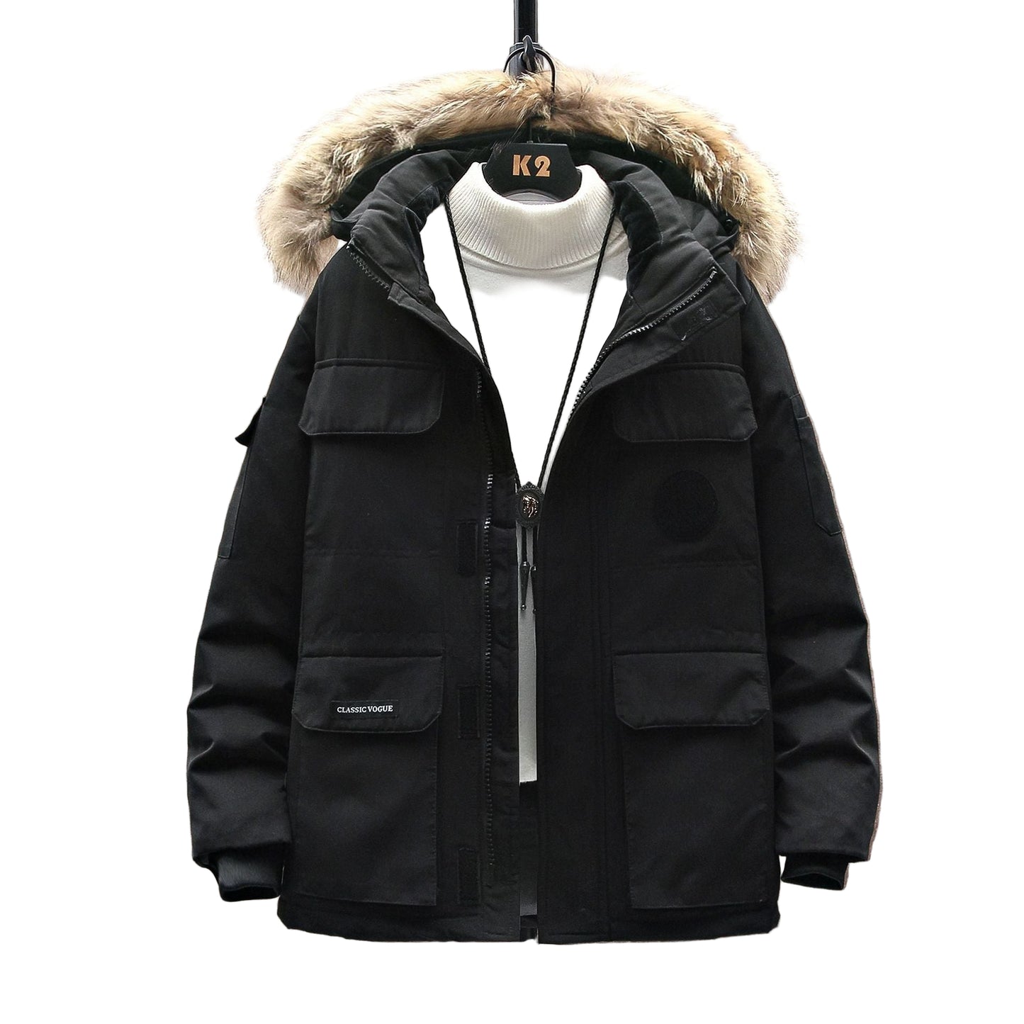 Men’s Tooling Parka – Tide Brand Couple Down Jacket with Oversized Utility Style