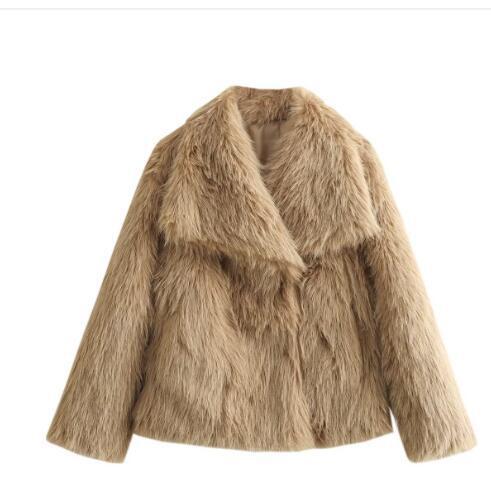 Women’s Winter Plush Coat – Warm Thicken Fluffy Lapel Jacket