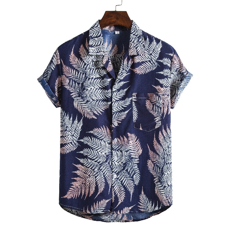 Men’s Short Sleeve Printed Beach Shirt – Casual Summer Hawaiian Tee