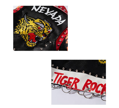 Women’s Suit-Collar Slim Long-Sleeved PU Jacket