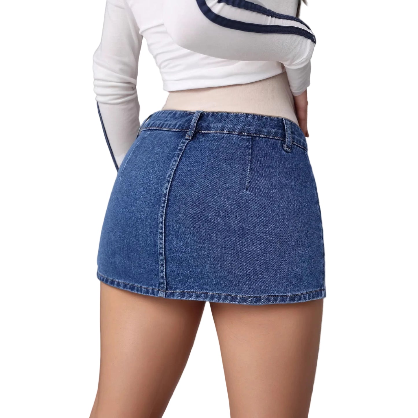 Womens Distressed Vintage Denim Skirt
