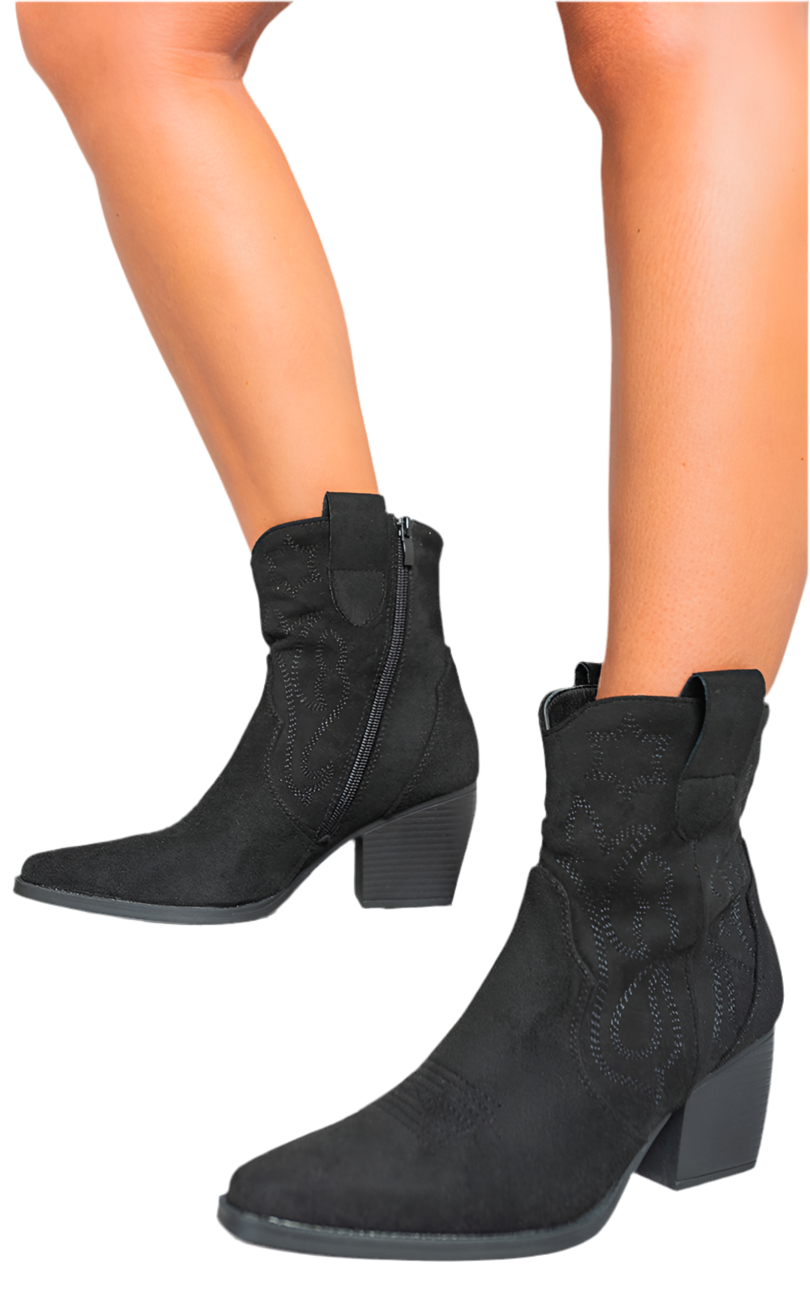 Suede Cowboy Ankle Length Boots