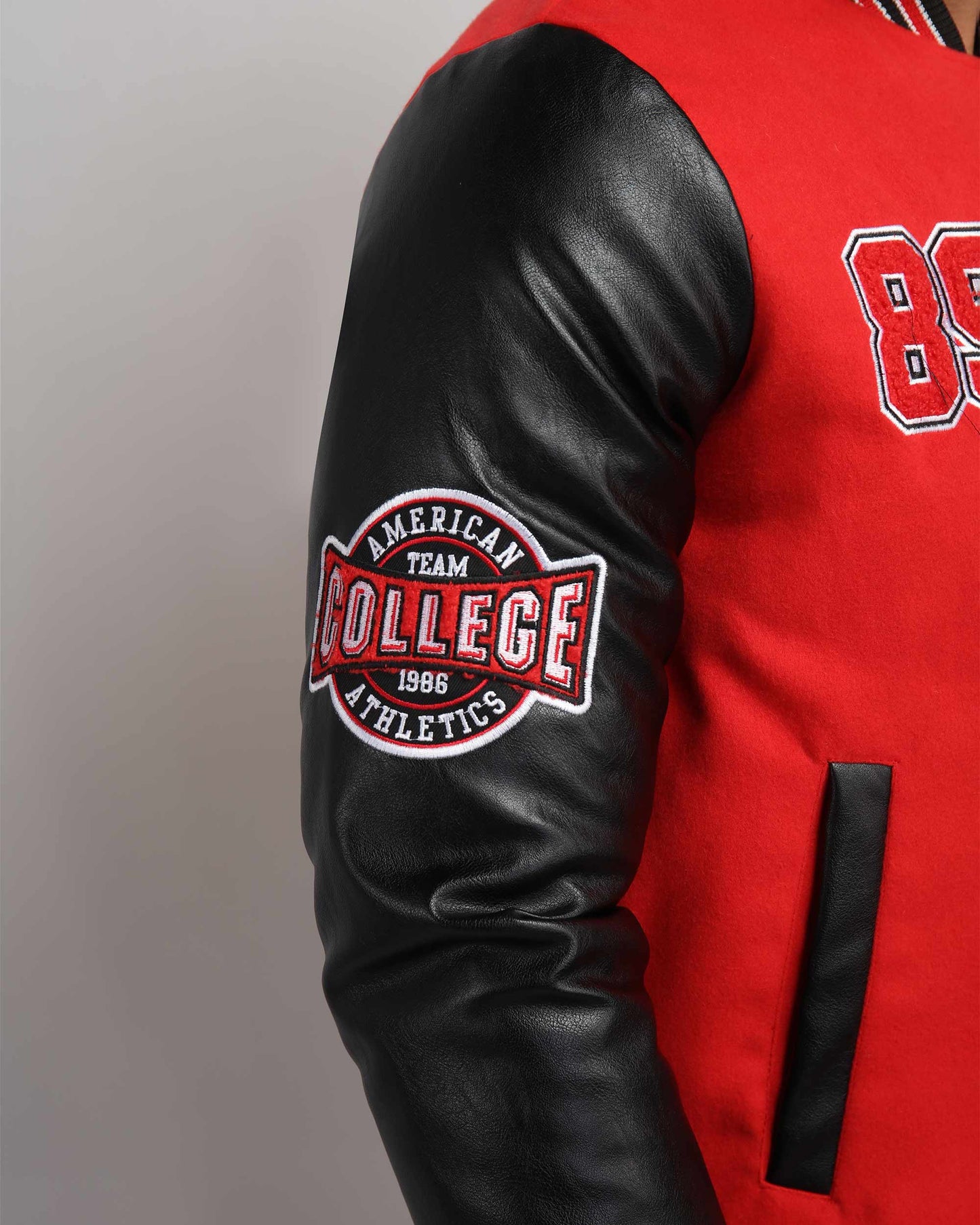 Baseball Bomber Jacket with Contrast Sleeves