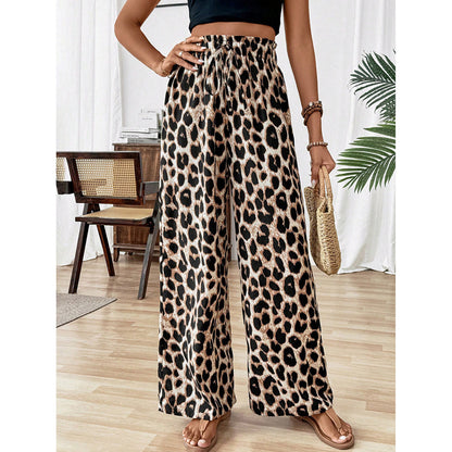 Women's Straight-leg Wide-leg Pants Leopard Print Casual Pants