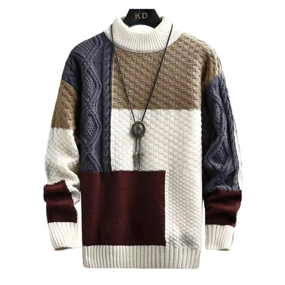 Men’s Half High Collar Thick Knit Sweater