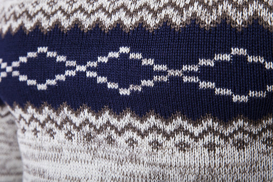 Ethnic Style Color Block Sweater – Warm Knit Pullover