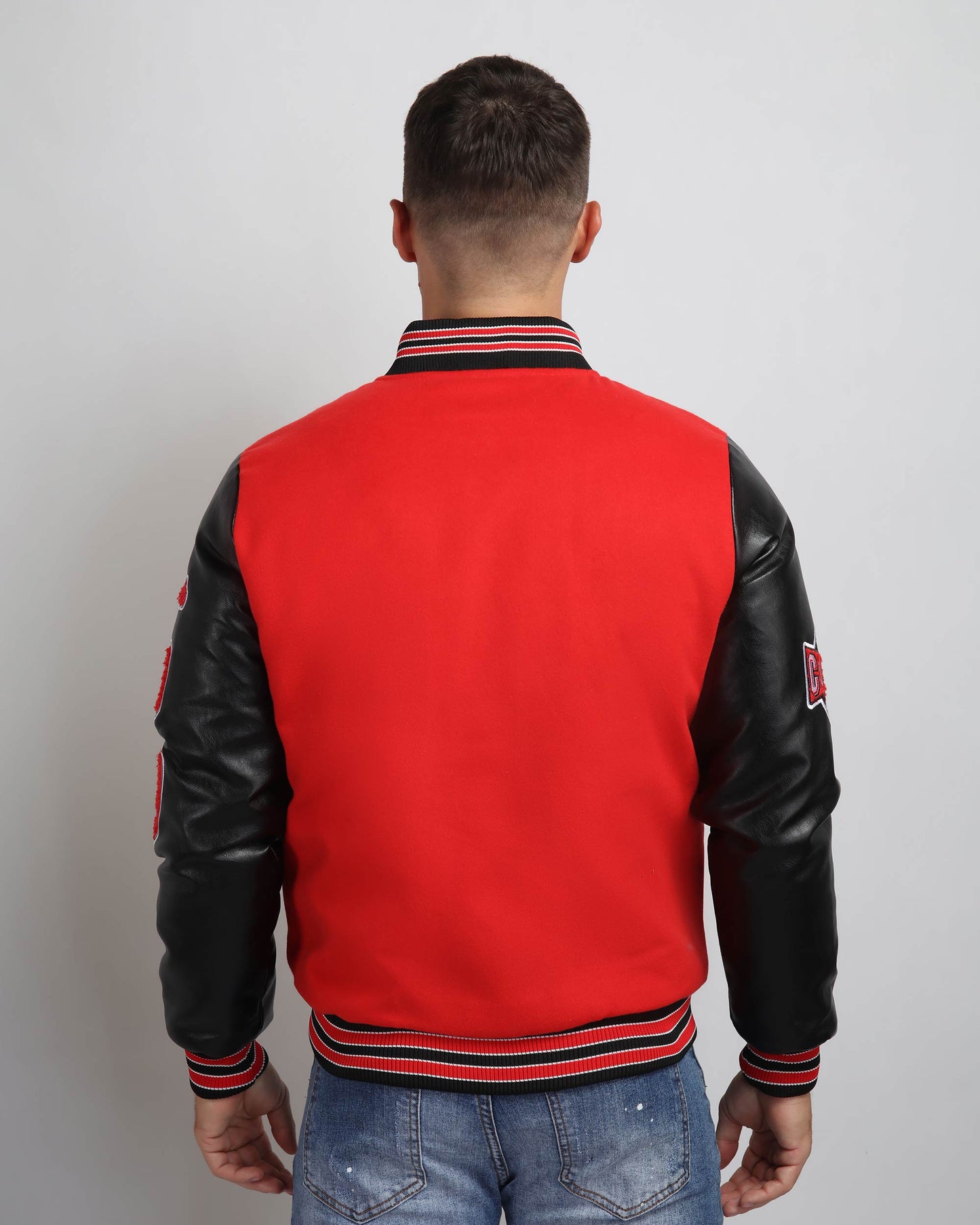 Baseball Bomber Jacket with Contrast Sleeves