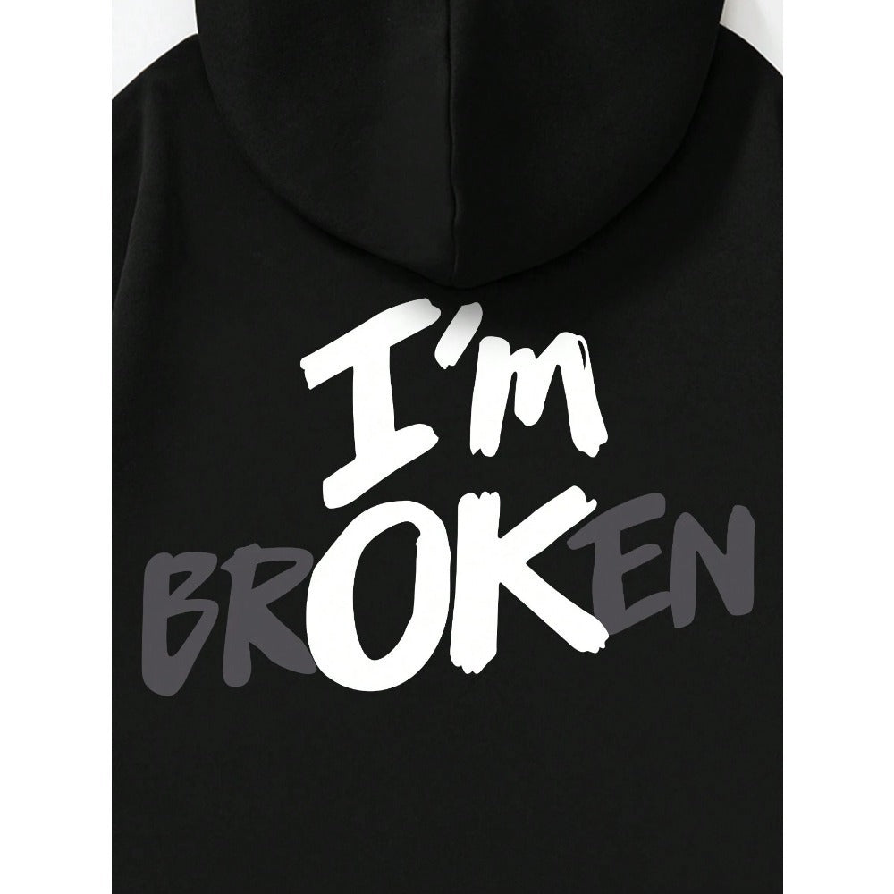 "I’m OK" Graphic Hoodie – European Size | Men’s Hip Hop Streetwear Pullover