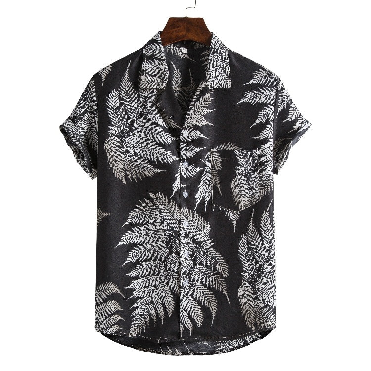 Men’s Short Sleeve Printed Beach Shirt – Casual Summer Hawaiian Tee