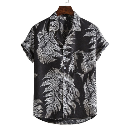 Men’s Short Sleeve Printed Beach Shirt – Casual Summer Hawaiian Tee