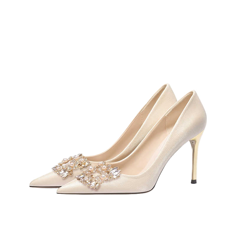 French Wedding Crystal Bridal High Heels – Elegant Sparkling Stiletto Pumps