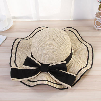 Summer Sun Straw Sunshade Panama  Fashion Bow Beach Hats
