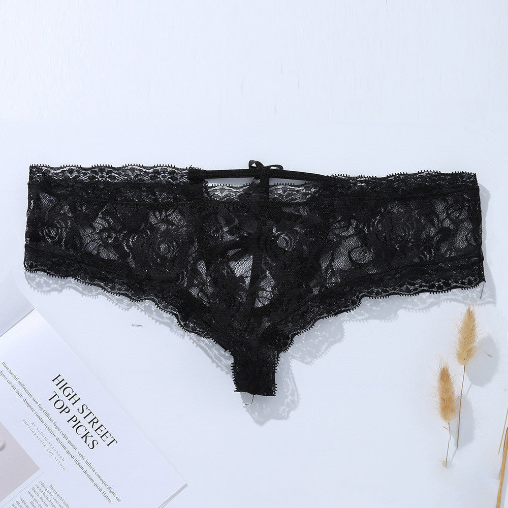 Women’s Sexy Lace Transparent Bow Briefs & Thong – Elegant Lingerie Underwear