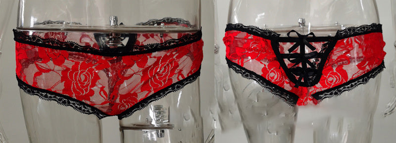 Women’s Sexy Lace Transparent Bow Briefs & Thong – Elegant Lingerie Underwear