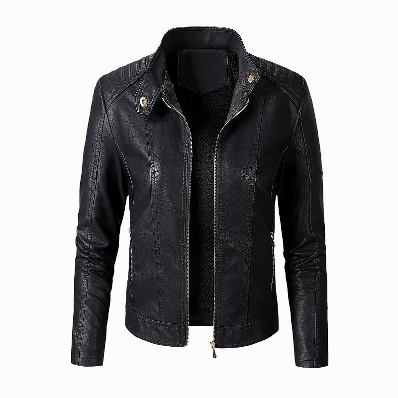 Women’s PU Leather Jacket with Plush Velvet Lining – Stylish Winter Fashion Coat