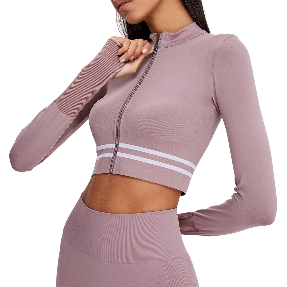 Women’s Nylon Yoga Sports Jacket – Stretch Zipper Fitness & Running Top