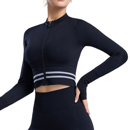 Women’s Nylon Yoga Sports Jacket – Stretch Zipper Fitness & Running Top