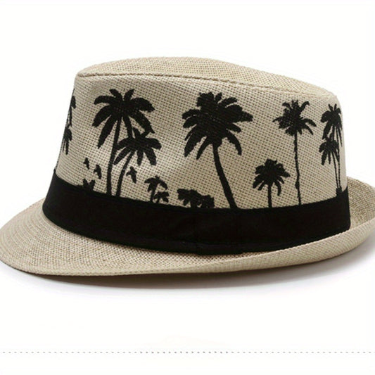 Men's Tropical Palm Tree Pattern Fedora Hat