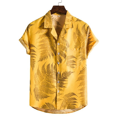 Men’s Short Sleeve Printed Beach Shirt – Casual Summer Hawaiian Tee