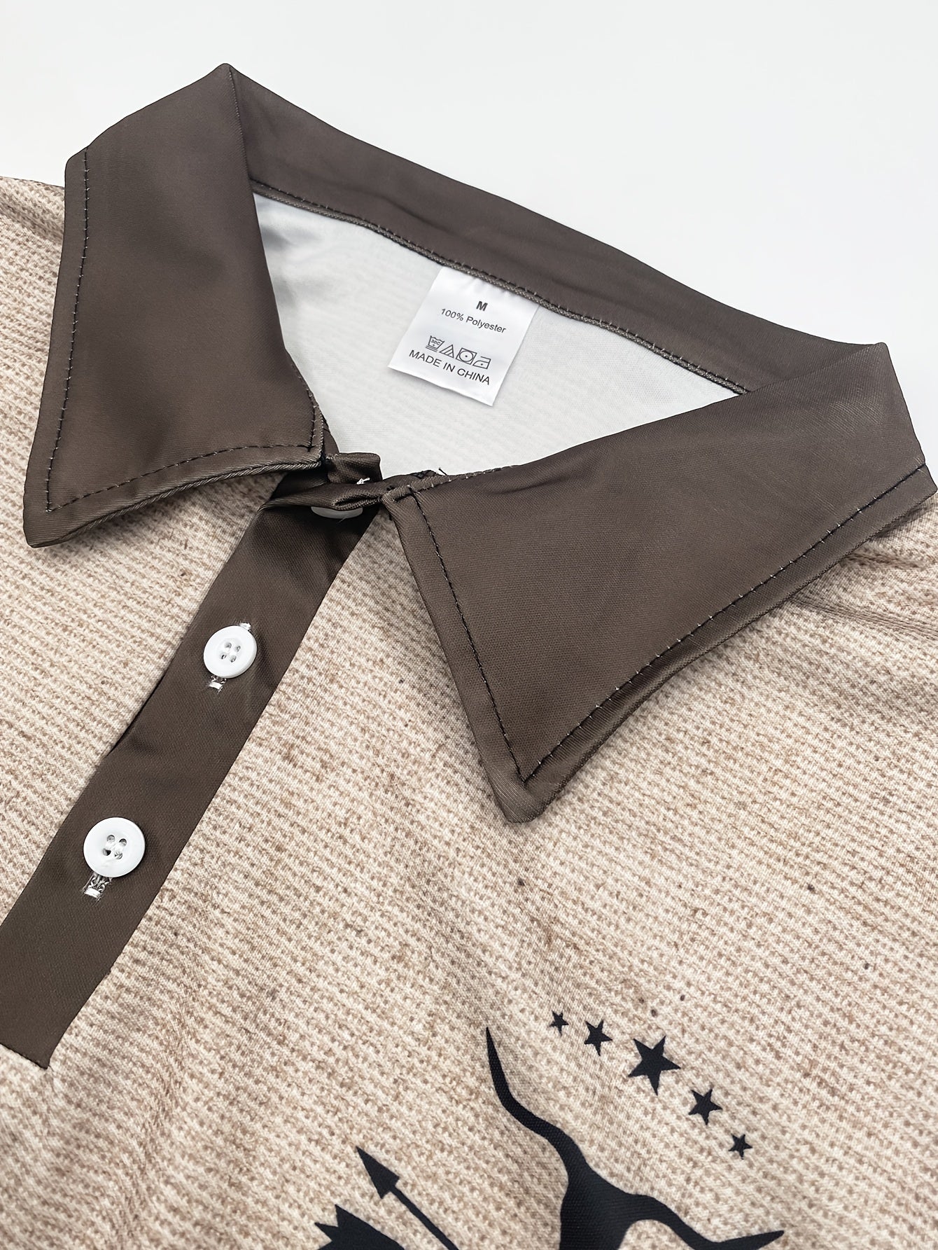 Men's Casual Short-Sleeved Shirt with 3D Digital Bull Head Print, Button Detail, Lapel Collar - Outdoor Fashion Wear