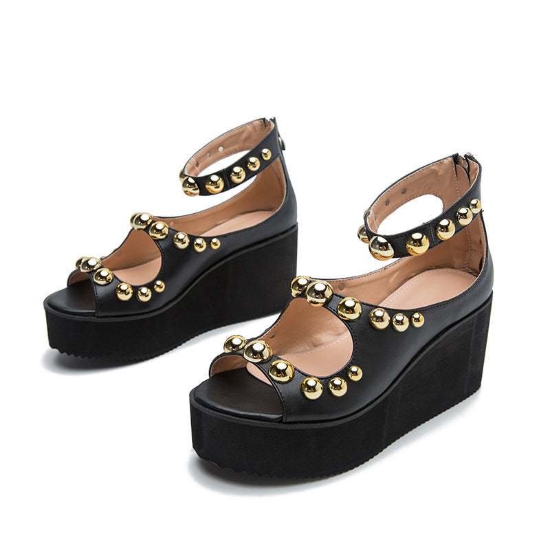 Roman Style Wedge Platform Sandals with Buckle Strap