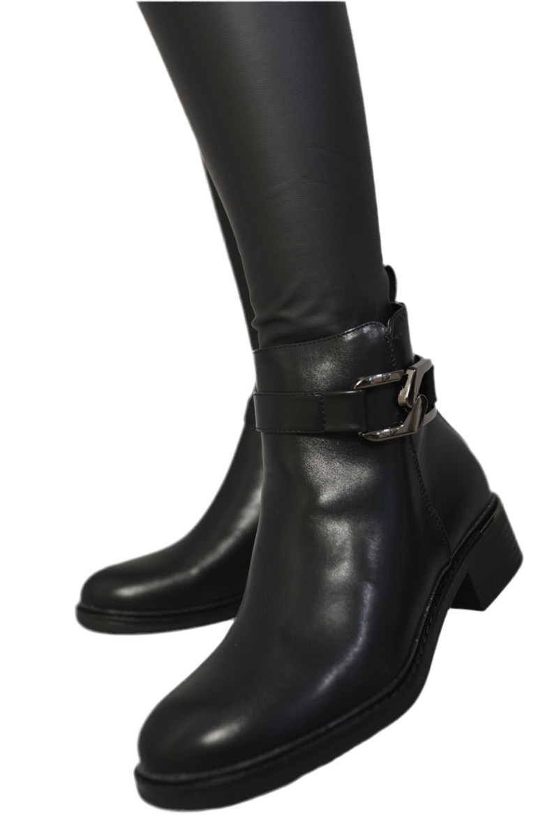 Buckle Side Zipper Closure Ankle Boots