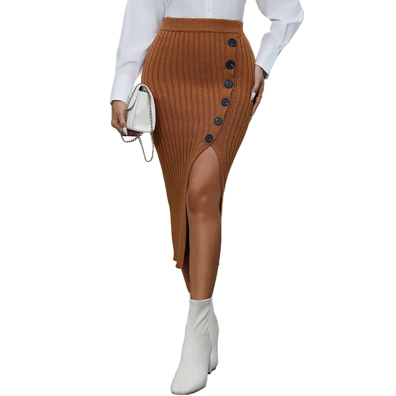 Chic Knit Hip-Hugging Skirt with Side Slit