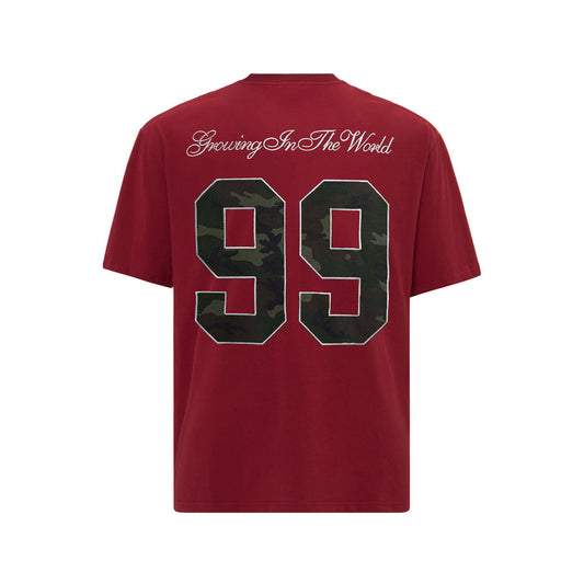 99 digit sticker embroidered short sleeved T-shirt