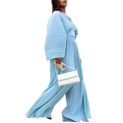 Women’s Wide-Leg Trousers Two-Piece Set – African Print Suit