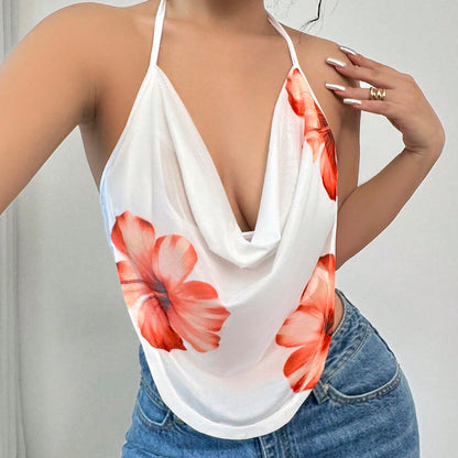Vacation-Style Halter Camisole – Sexy Hot Girl Summer Crop Top