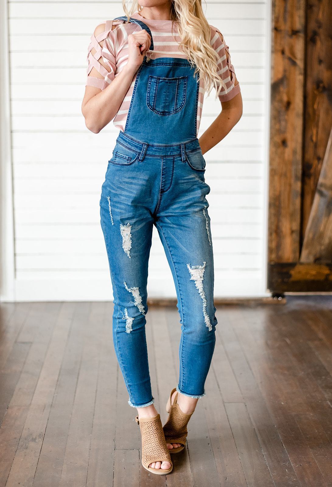 Milan Distressed Overalls-49