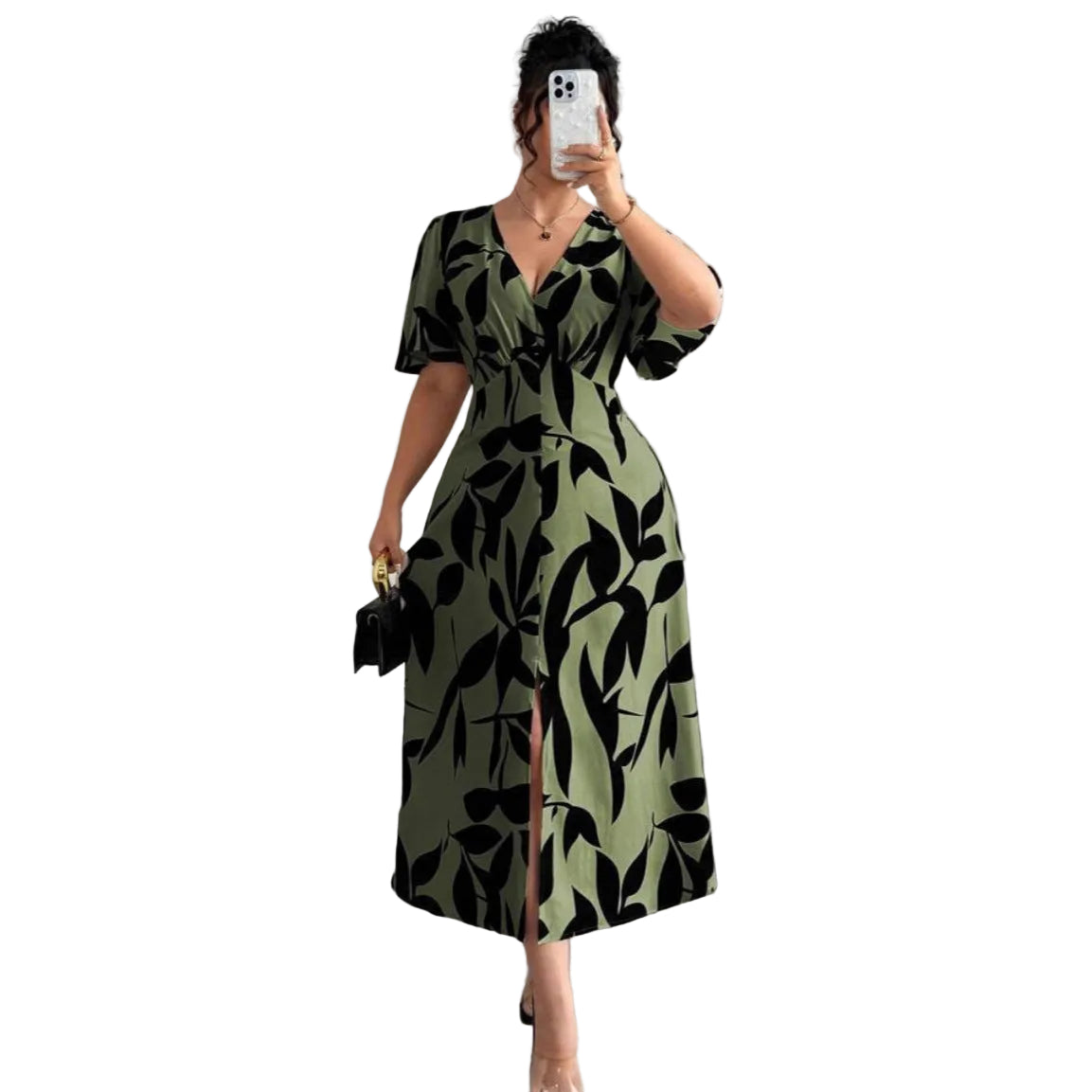 Plus-size Elegant V-neck Dress For Women
