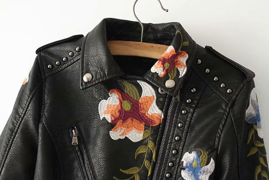 Women’s Embroidered & Studded Leather Jacket