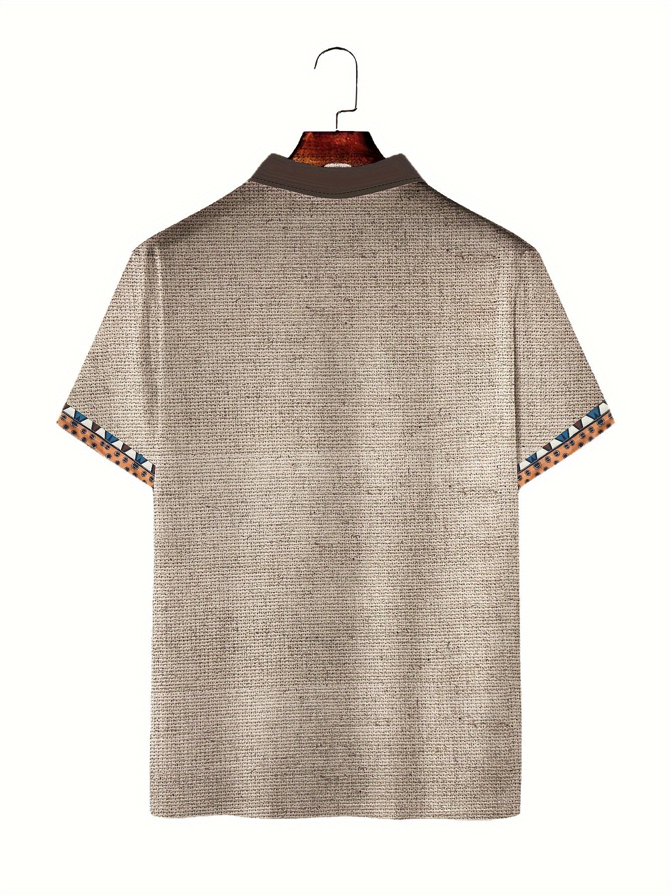 Men's Casual Short-Sleeved Shirt with 3D Digital Bull Head Print, Button Detail, Lapel Collar - Outdoor Fashion Wear