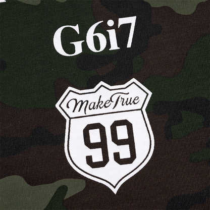 Camouflage letter printed short sleeved shirt