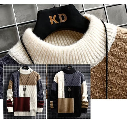 Men’s Half High Collar Thick Knit Sweater