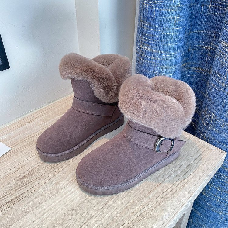 Women’s Platform Boots with Belt Buckle – Chunky High Heel Fashion Boots