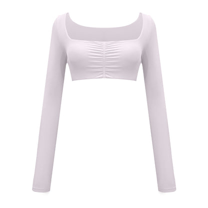 Women’s Solid Color Two-Piece Sports Set – Long Sleeve Top & Flared Pants