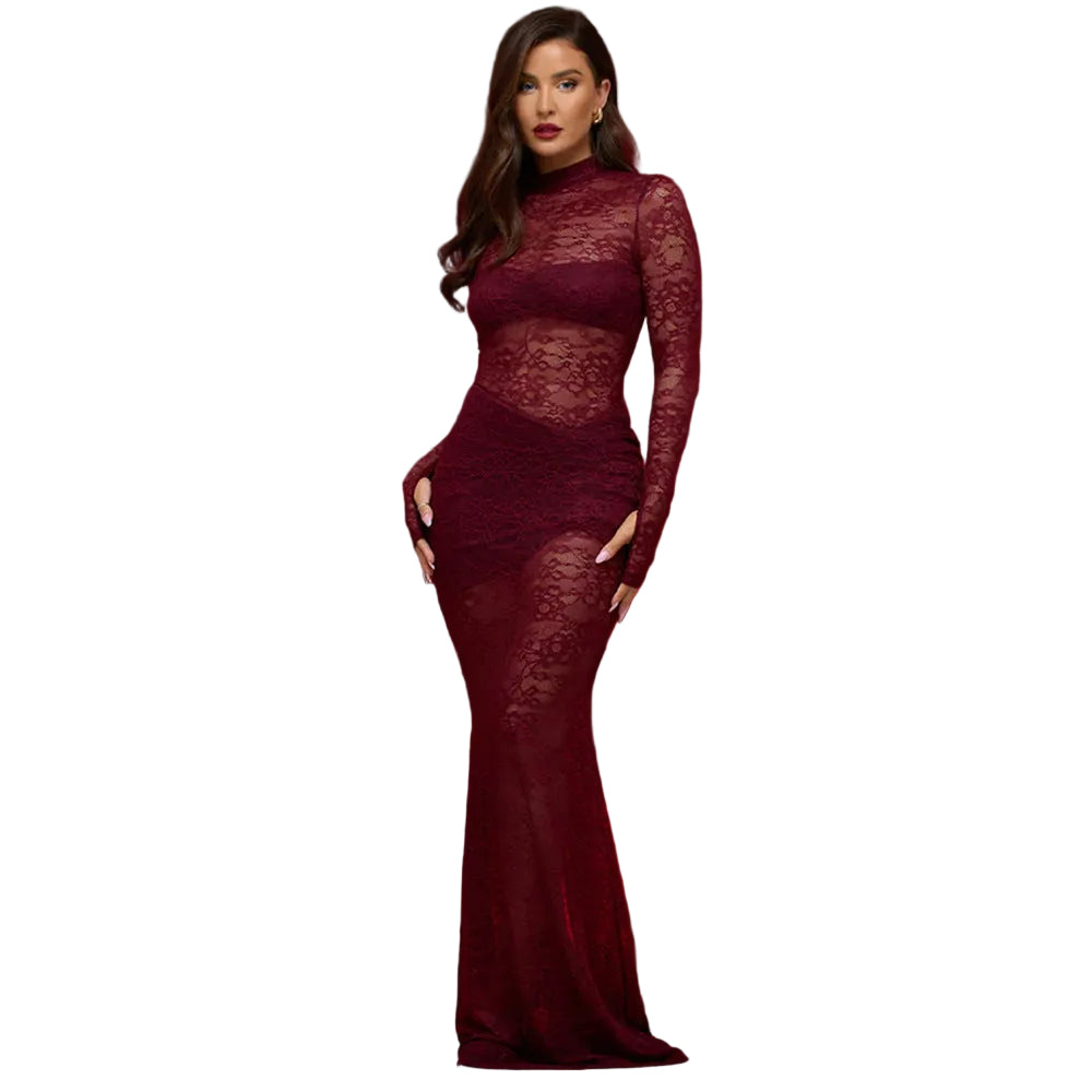 Sexy Spliced Mesh Cut-Out Fitted Bodycon Dress