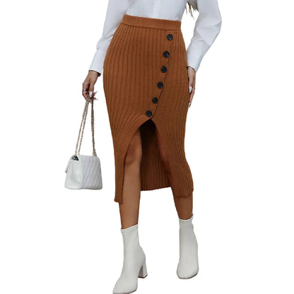 Chic Knit Hip-Hugging Skirt with Side Slit